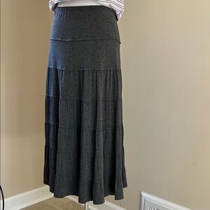 Sophie Max Dark Gray Tiered Maxi Skirt